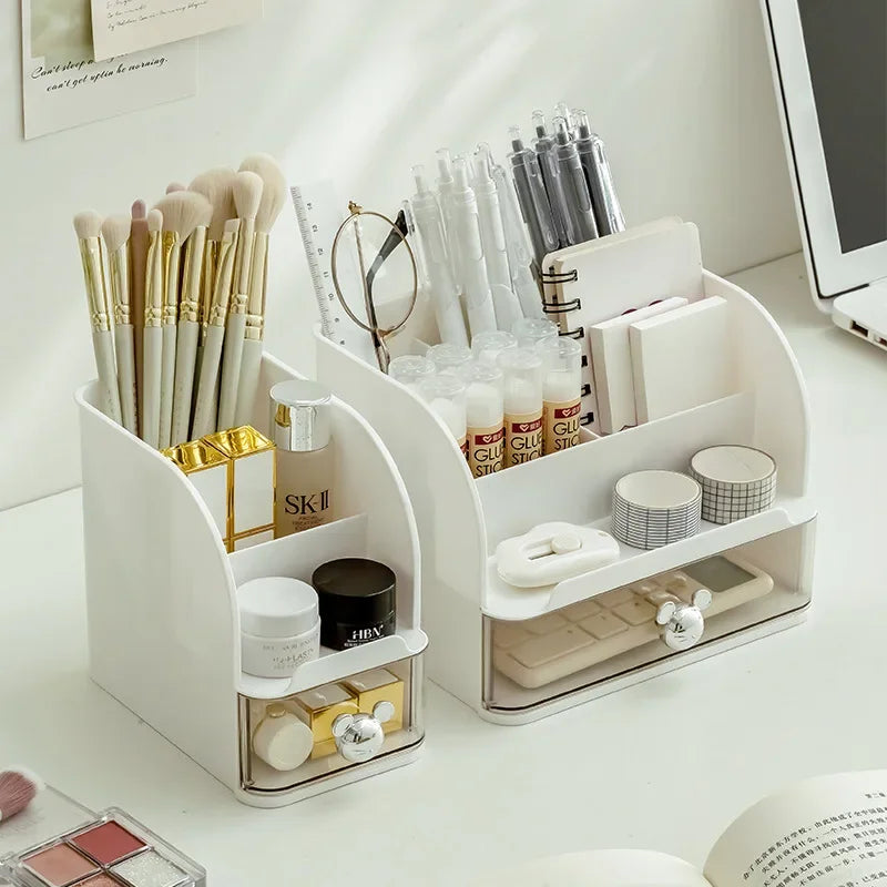 Makeup Organizer with Drawer, Cosmetic Desk Storage Box, Skincare Organizers for Dressing Table, Bathroom Counter Vanity Holder