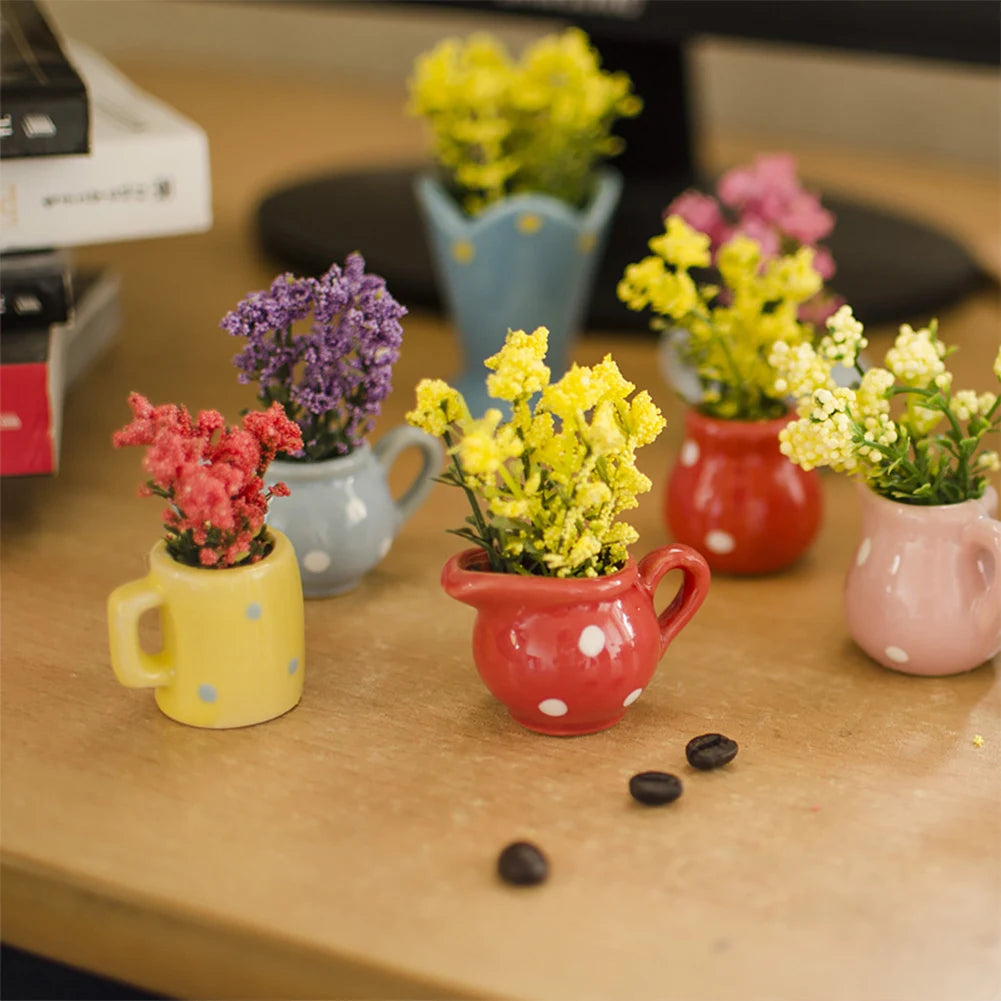 8pcs Mini Ceramic Vase Fridge Magnets Flower Vase Refrigerator Magnets for Home Kitchen Office School Locker Whiteboard