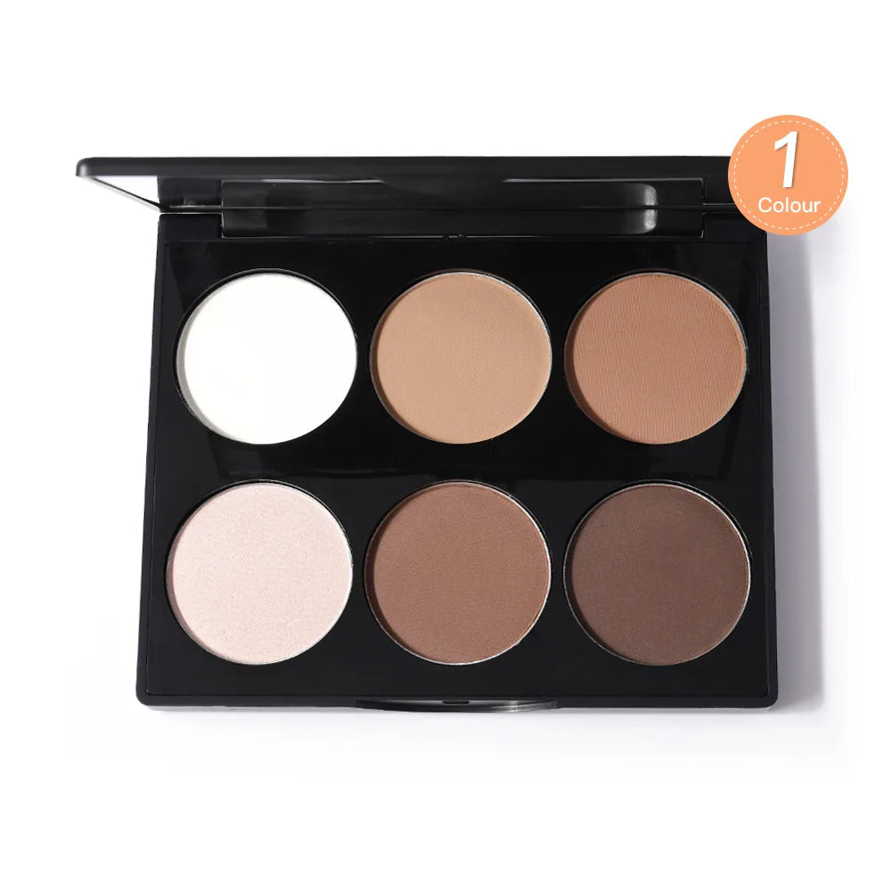 6 Colors Highlighter Contour Palette Makeup 3D Bronzer Matte Contour Palette Face Bronzer Professional Highlight Contour Palette
