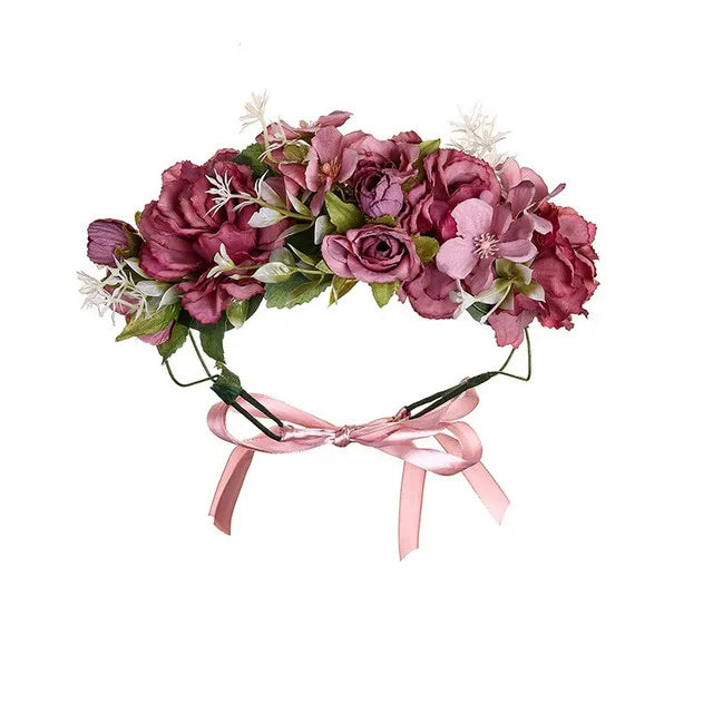 New Fashion Imitated Pearl Crowns Girls Bridal Wedding Headband Floral Flower Headband for Girls Adult Bohemian Hair accessories