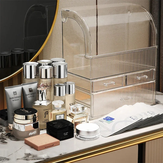 Drawer Type Skincare Organizer for Bathroom, Large Cosmetics Storage Box, Luxury Waterproof Divided Makeup Case