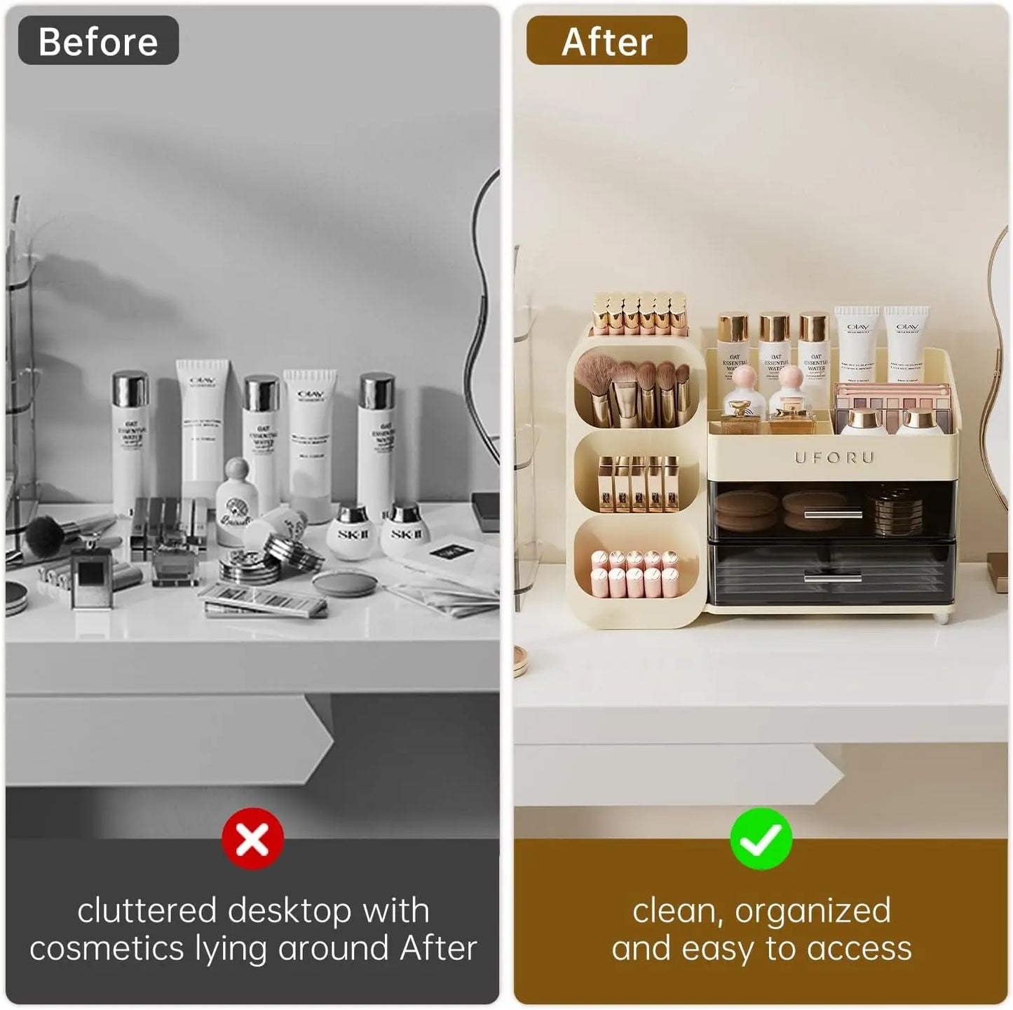 Makeup Organizer with Drawers for Vanity Spacious Cosmetic Display Case ,Perfect Storage Solution for Beauty Essential