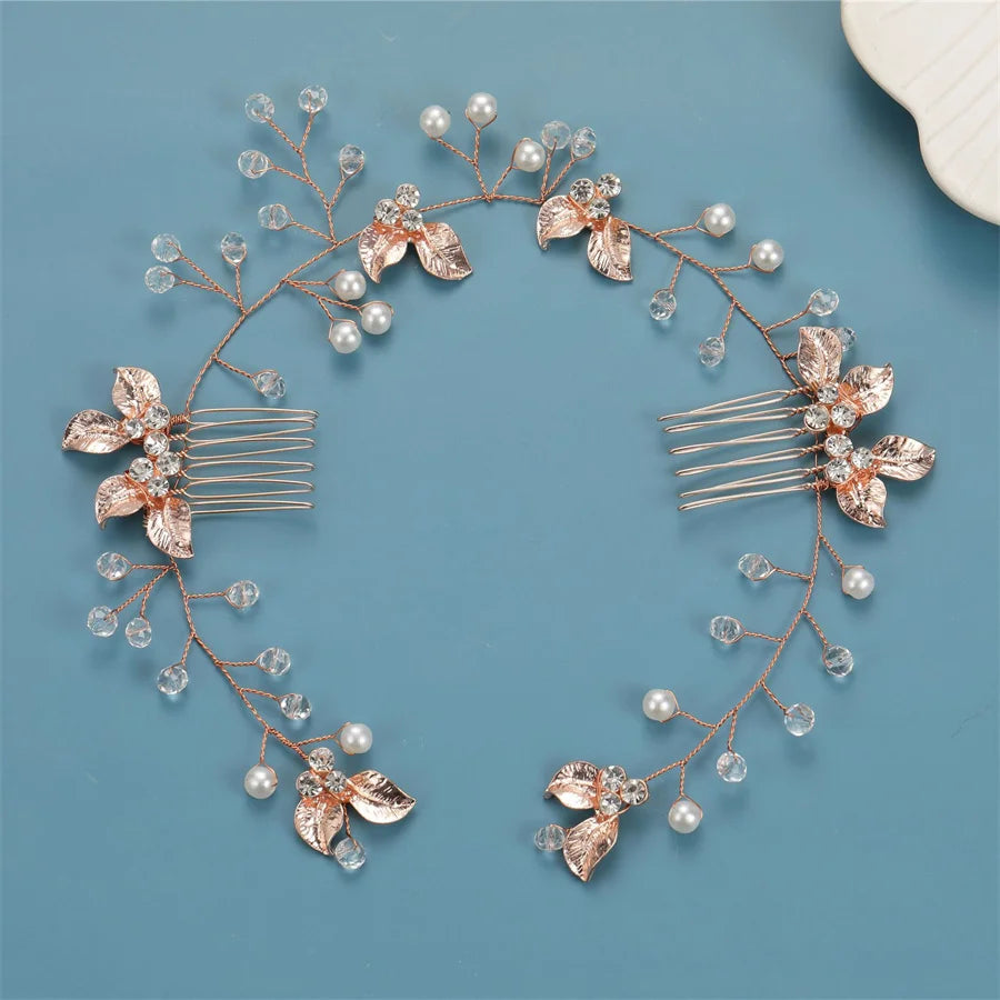 New Fashion Imitated Pearl Crowns Girls Bridal Wedding Headband Floral Flower Headband for Girls Adult Bohemian Hair accessories