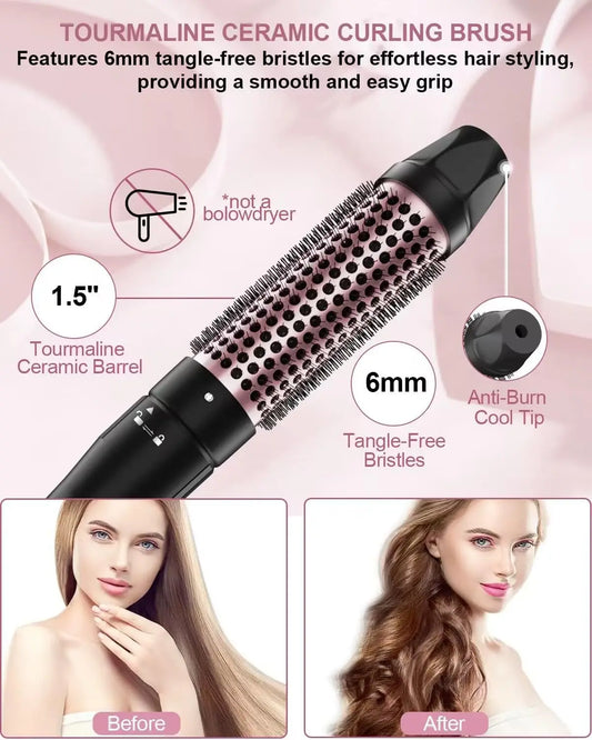 6-in-1 Curling Iron Wand Set with Thermal Brush & Ceramic Barrels