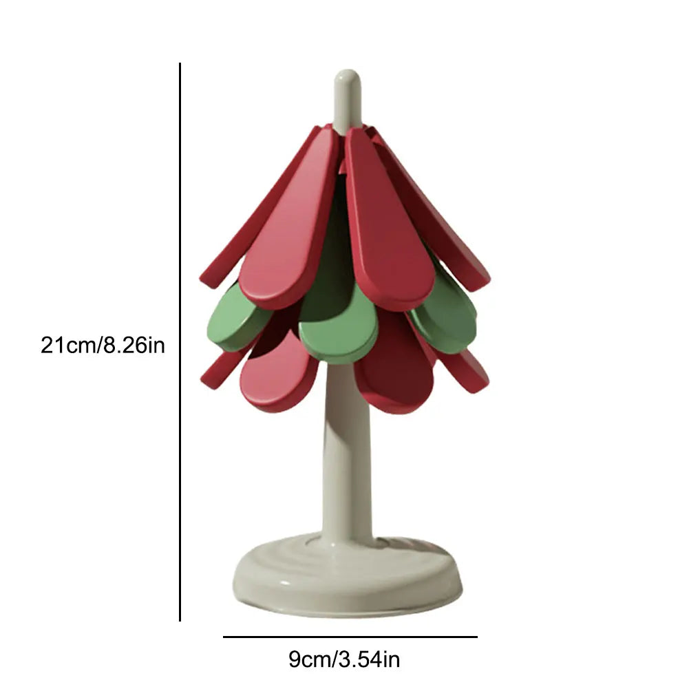 1/3Pcs Tree Shaped Trivet Stackable Christmas Themed Multi-Function Coaster with Stand Hot Dishes Trivets for Dining Table