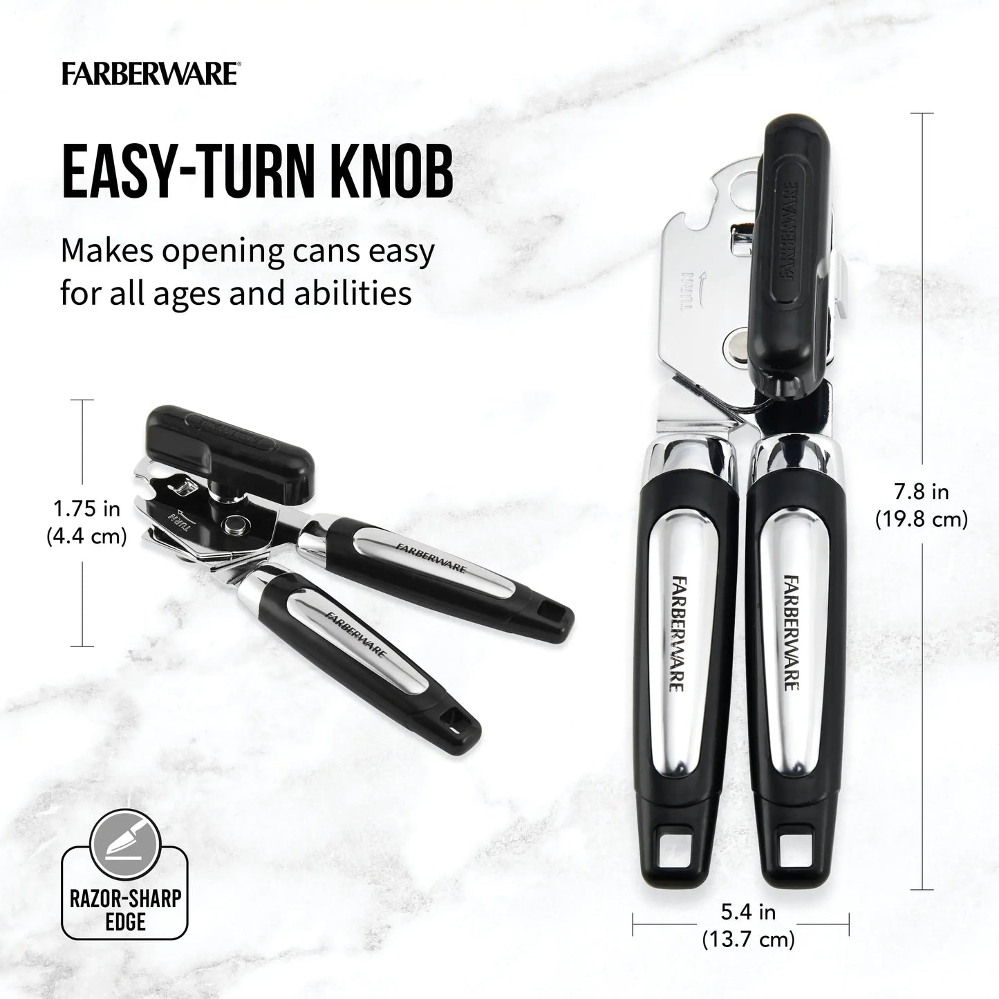 Farberware Professional Can Opener with Built in Bottle Opener in Black