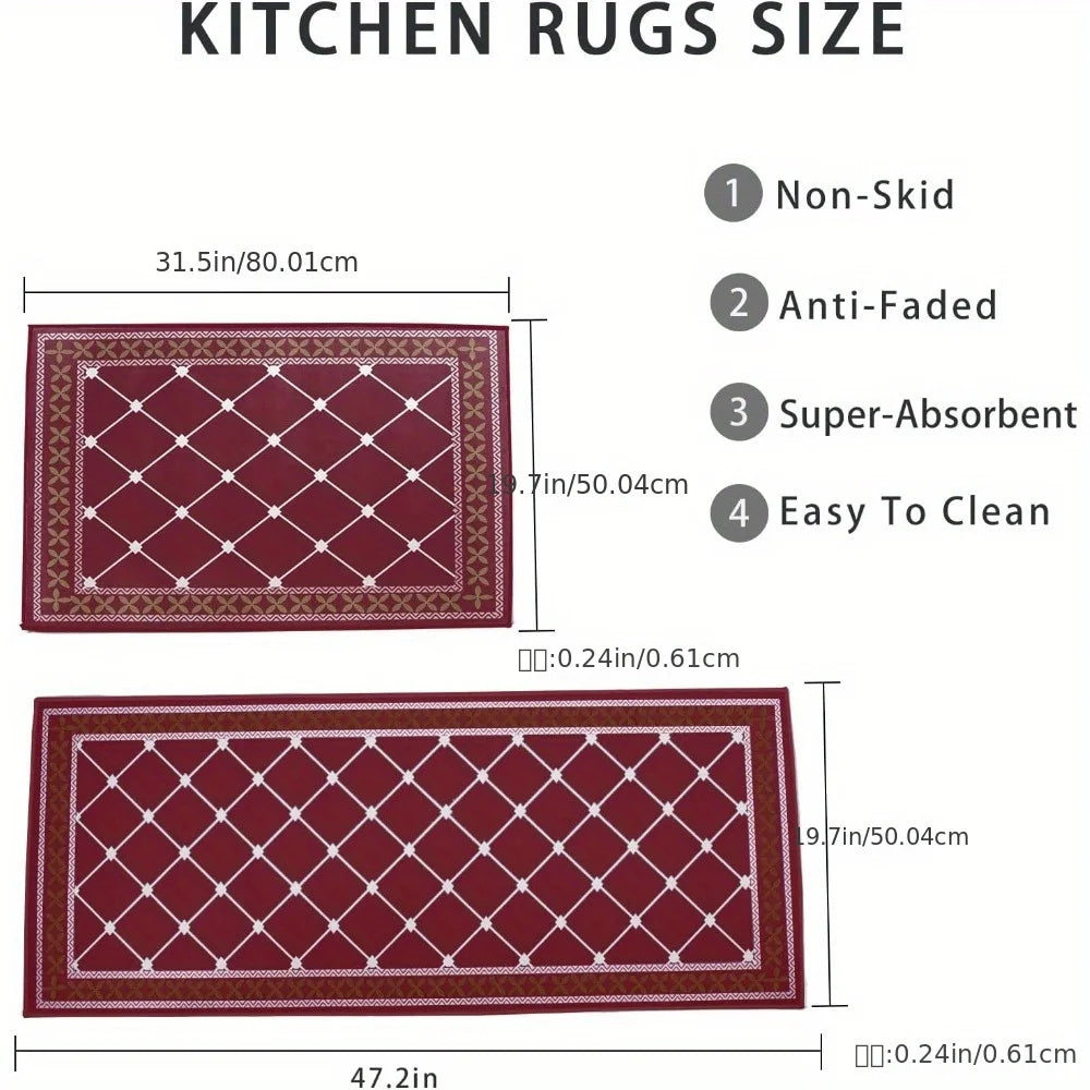 Cushioned Kitchen Rugs Non-Skid Waterproof Kitchen Mats and Rugs Comfort Standing Mat 19.7 X 31.5”+19.7 X 47.2”,