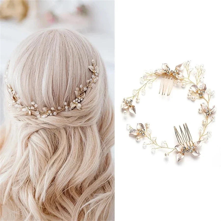 New Fashion Imitated Pearl Crowns Girls Bridal Wedding Headband Floral Flower Headband for Girls Adult Bohemian Hair accessories