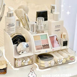 Makeup Organizer with Drawer, Cosmetic Desk Storage Box, Skincare Organizers for Dressing Table, Bathroom Counter Vanity Holder