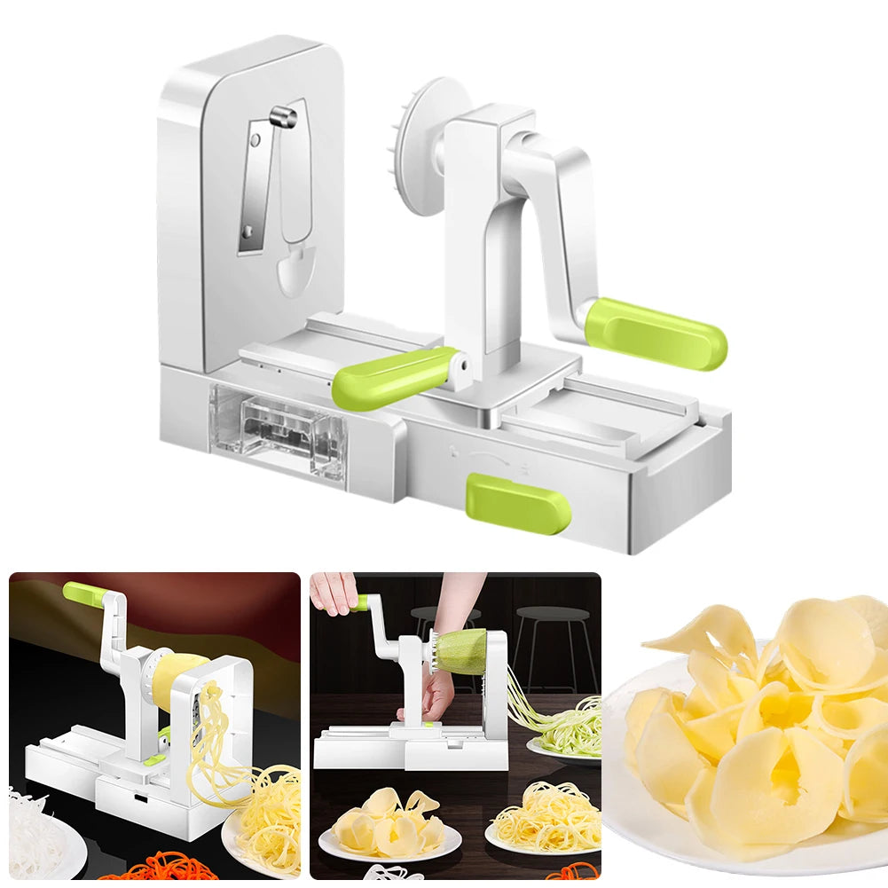 Foldable Vegetable Spiralizer Spiral Slicer Vegetable Shredder with Handle Veggie Cutter for Cucumber Potato Zucchini