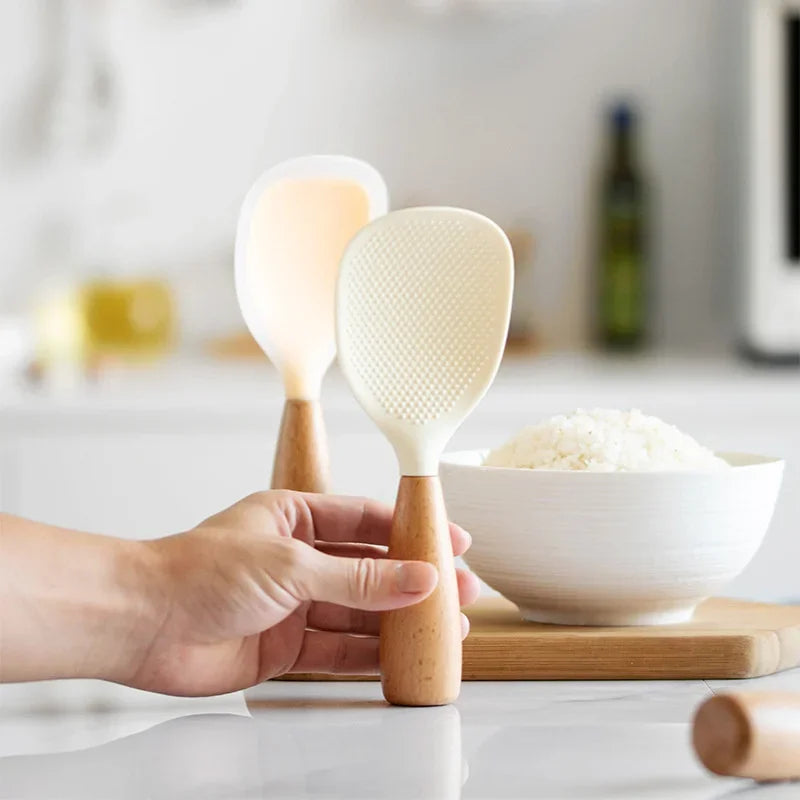 1Pcs Silicone Non-Stick Cooking High-Temperature-Resistant Spoon Anti-Scalding Pot Rice Durable Kitchen Gadgets
