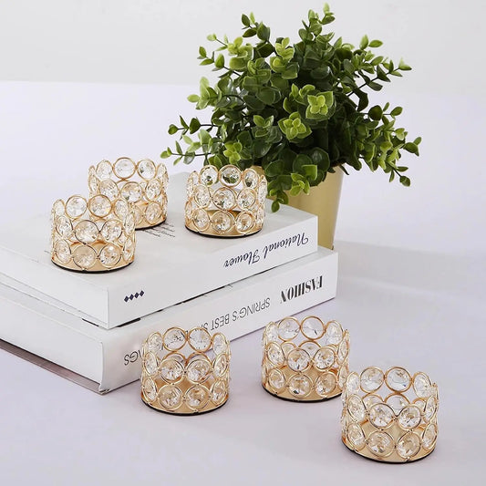 24pcs Gold Crystal Tea Light Candle Holders Bowl Tealight Candle Holders Decorative for Table Centerpieces Wedding Party Home