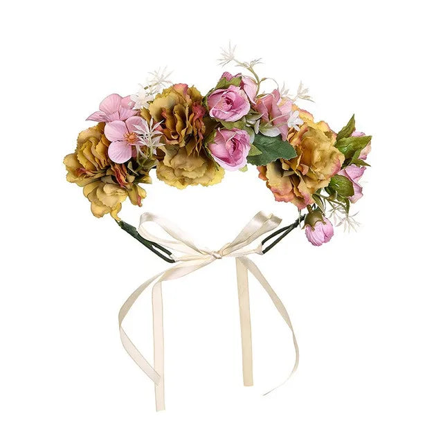 New Fashion Imitated Pearl Crowns Girls Bridal Wedding Headband Floral Flower Headband for Girls Adult Bohemian Hair accessories