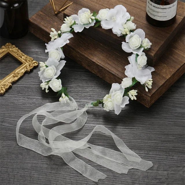 New Fashion Imitated Pearl Crowns Girls Bridal Wedding Headband Floral Flower Headband for Girls Adult Bohemian Hair accessories