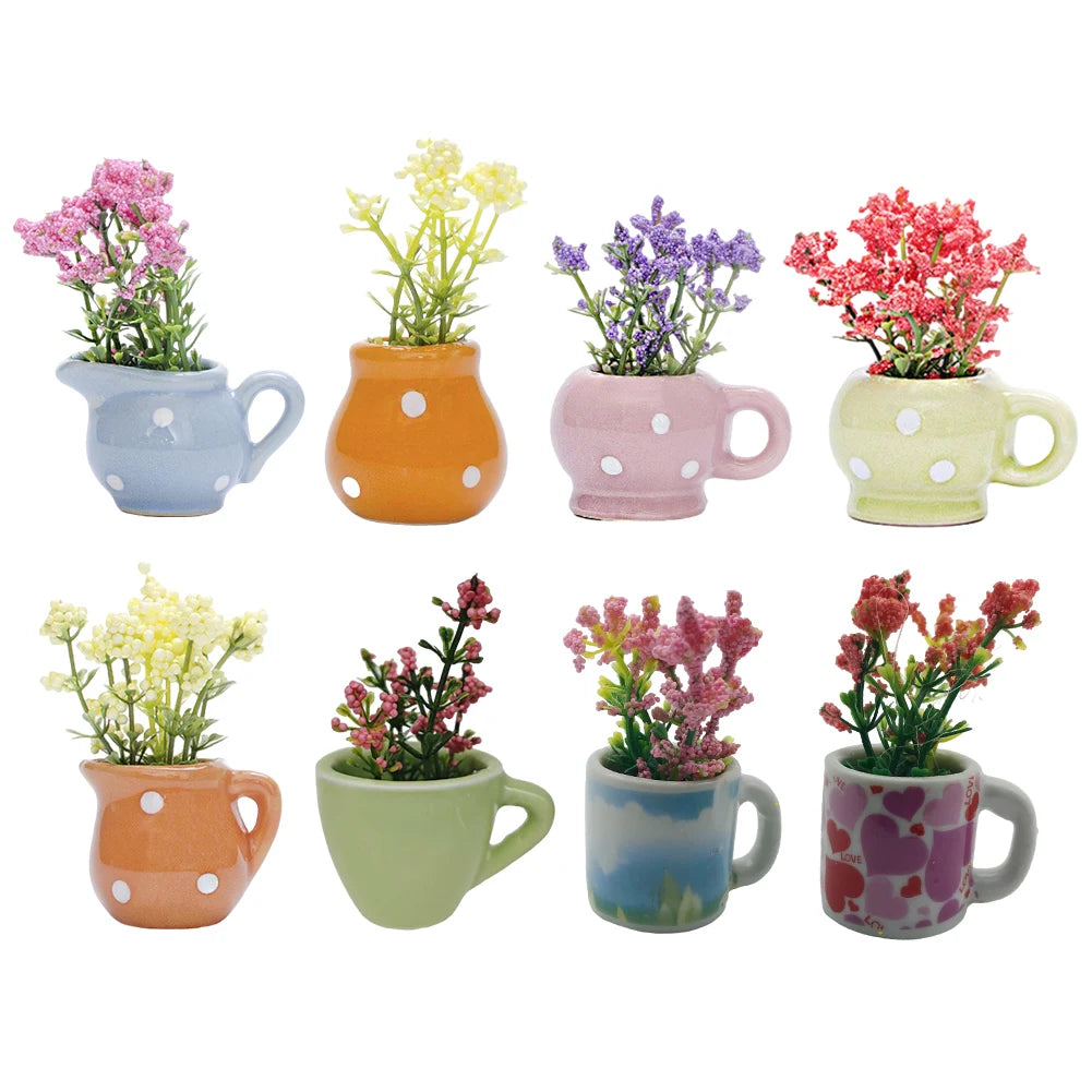 8pcs Mini Ceramic Vase Fridge Magnets Flower Vase Refrigerator Magnets for Home Kitchen Office School Locker Whiteboard