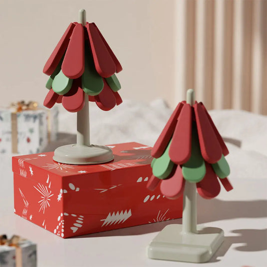 1/3Pcs Tree Shaped Trivet Stackable Christmas Themed Multi-Function Coaster with Stand Hot Dishes Trivets for Dining Table