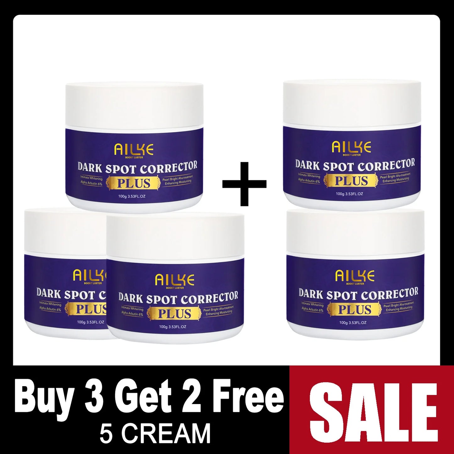 AILKE Stains Remover Face Cream With AHA, Collagen, Lightening Facial Skin Care, Antioxidant, Reduce Blemish, For All Skin Type