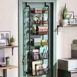 Over The Door Storage Organizer, Metal Hanging Shelf with Adjustable Basket for Bedroom & Kitchen, Space-Saving Door Organizer