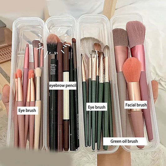 Makeup Brush Organizer Transparent With Cover Eyebrow Pencil Boxes Portable Women Cosmetic Storage Organizer Makeup Tools