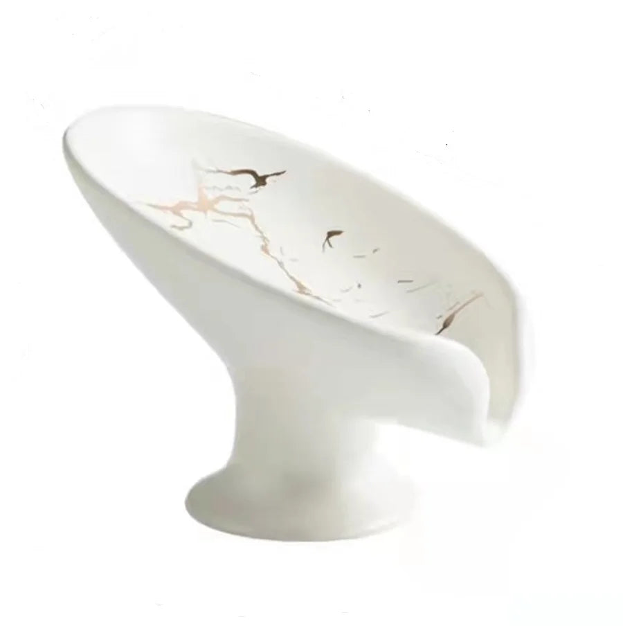 1PC Ceramic Leay Shower Soap Holder Bathroom and kitchen  Supplies Leaf Shape Box Water Guide Hole Dish Storage Plate