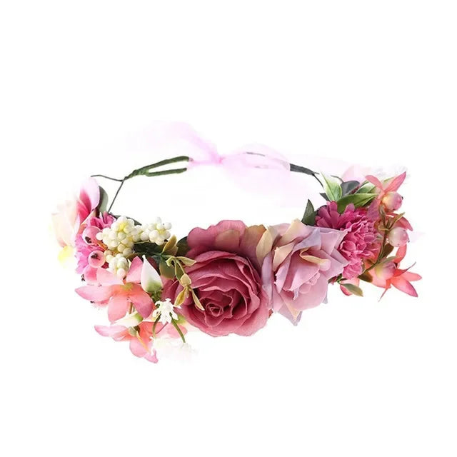 New Fashion Imitated Pearl Crowns Girls Bridal Wedding Headband Floral Flower Headband for Girls Adult Bohemian Hair accessories