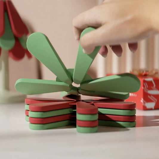 1/3Pcs Tree Shaped Trivet Stackable Christmas Themed Multi-Function Coaster with Stand Hot Dishes Trivets for Dining Table