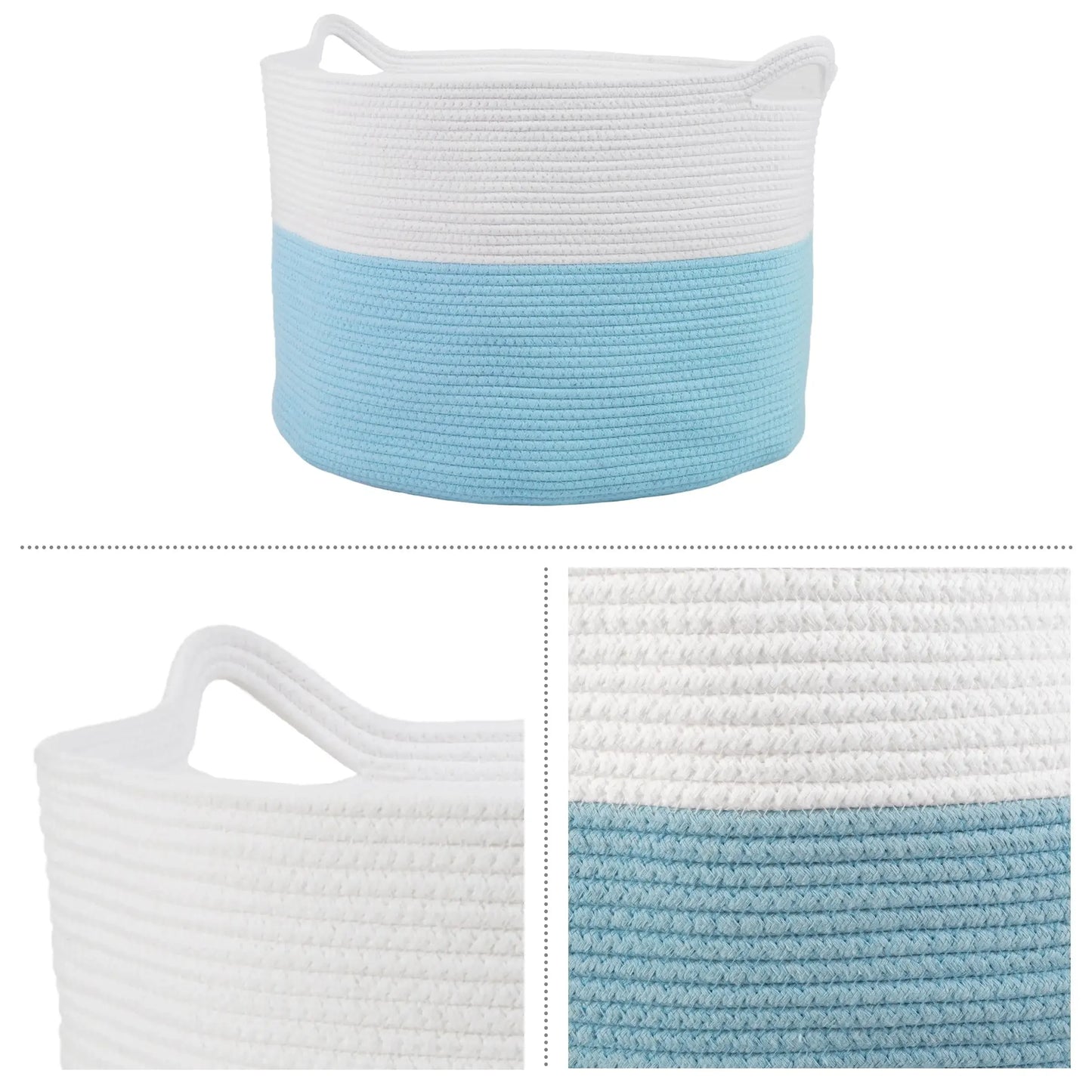 Extra-Large Cotton Rope Basket for Adults, Blue