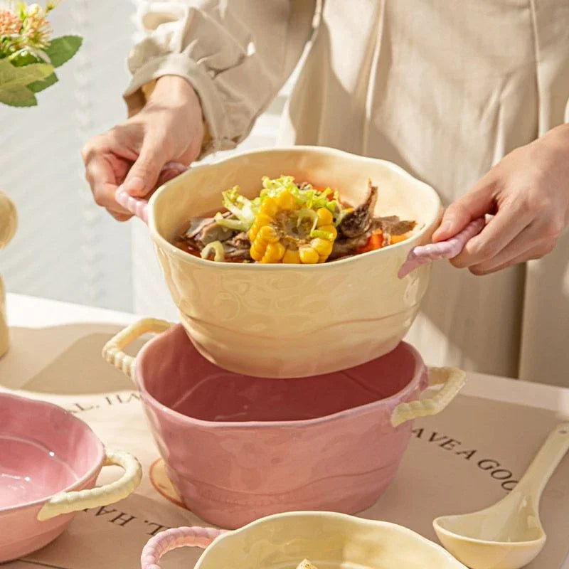 Large Size Ceramic Soup Bowl, Versatile Serving Bowl for Soups, Stews, Salads, Microwave And Dishwasher Safe, Tableware