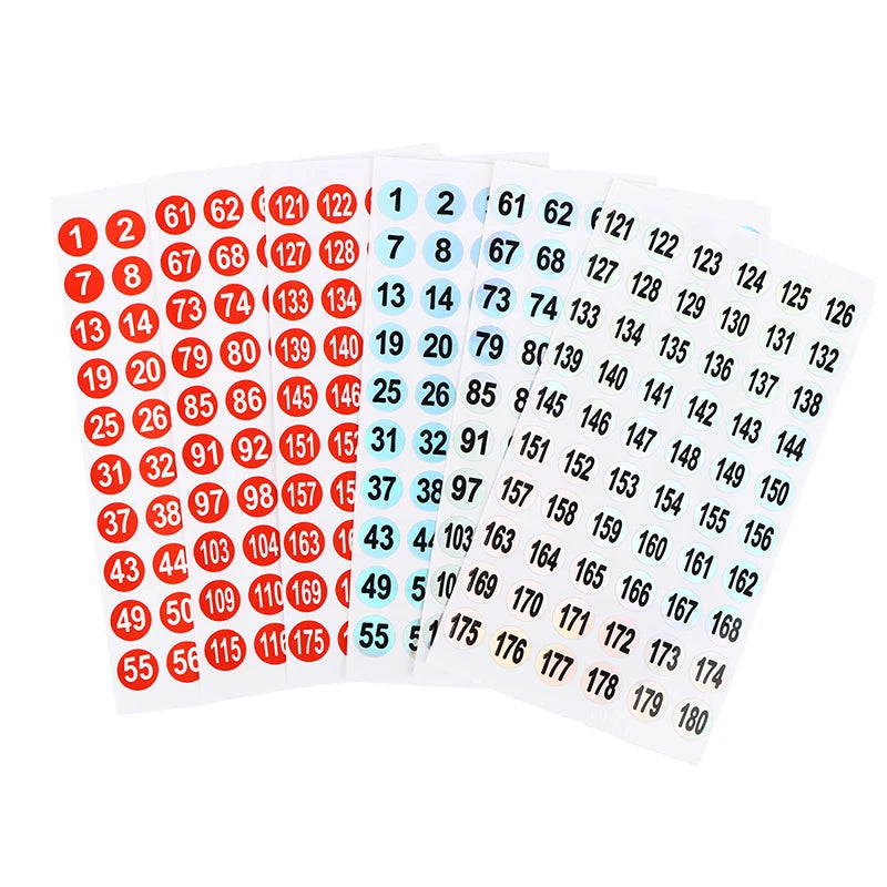 3 Sheets Number Sticker Set (1–180) – Holographic Nail Polish Labels