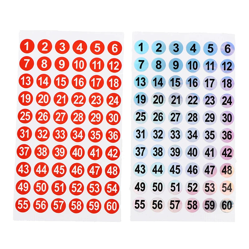 3 Sheets Number Sticker Set (1–180) – Holographic Nail Polish Labels
