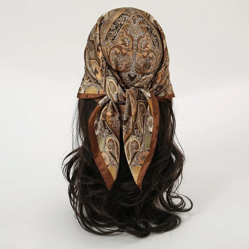 Square Silk Scarf With Horse Print For Women, Luxury Design, 70x70cm, Soft Satin Headband, Office Scarf, Hijab Gift