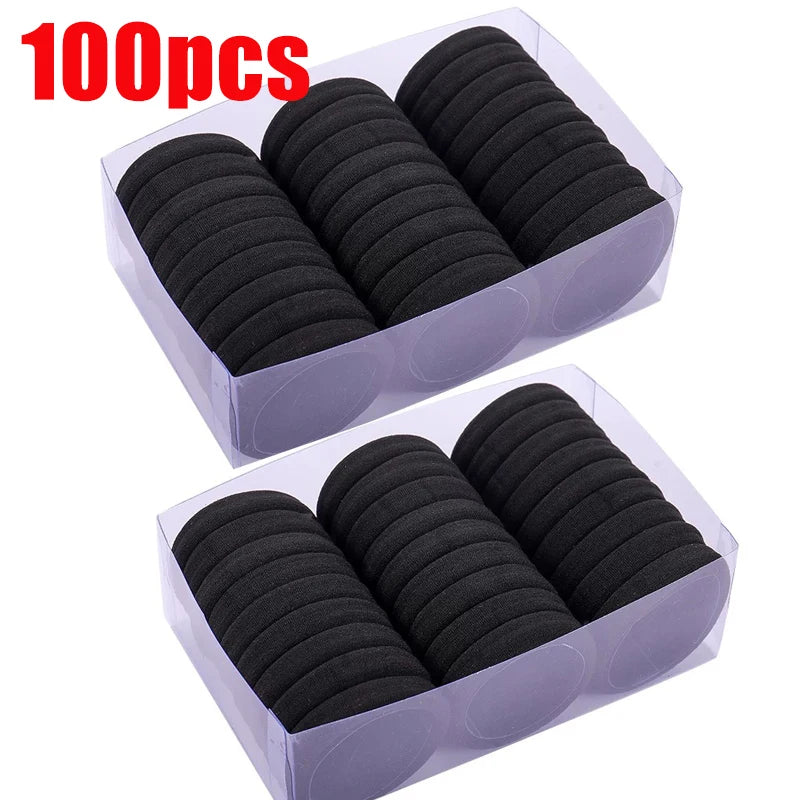 50/100pcs Black Hair Bands for Men Women Girls Hairband High Elastic Rubber Band Hair Ties Ponytail Holder Scrunchies Accessorie