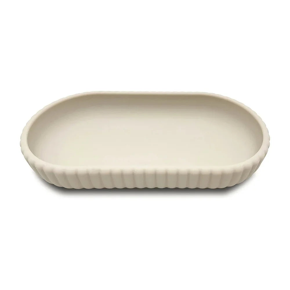 Rubberized Plastic Accessory Tray Ribbed Storage Organizer Bathroom Soap Toothbrush Jewelry Makeup Chic Durable Design