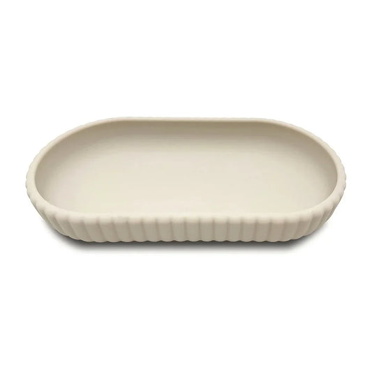 Rubberized Plastic Accessory Tray Ribbed Storage Organizer Bathroom Soap Toothbrush Jewelry Makeup Chic Durable Design