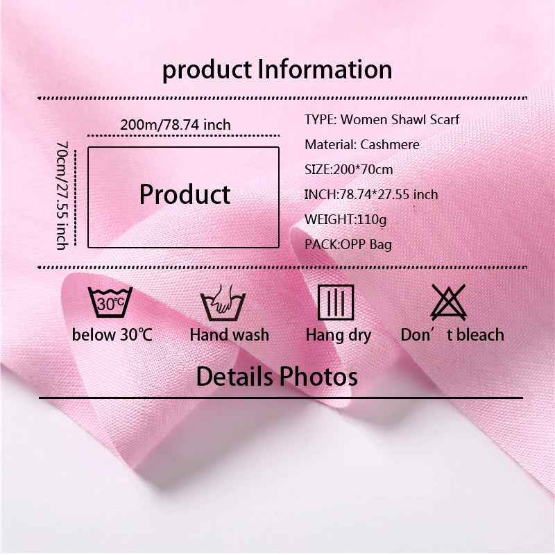 Women's Pashmina Scarf Shawls Soft Cashmere feeling z