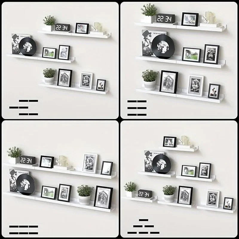 6 pieces wall hanging wall TV wall living room solid wood partition wall Honor wall display stand, white