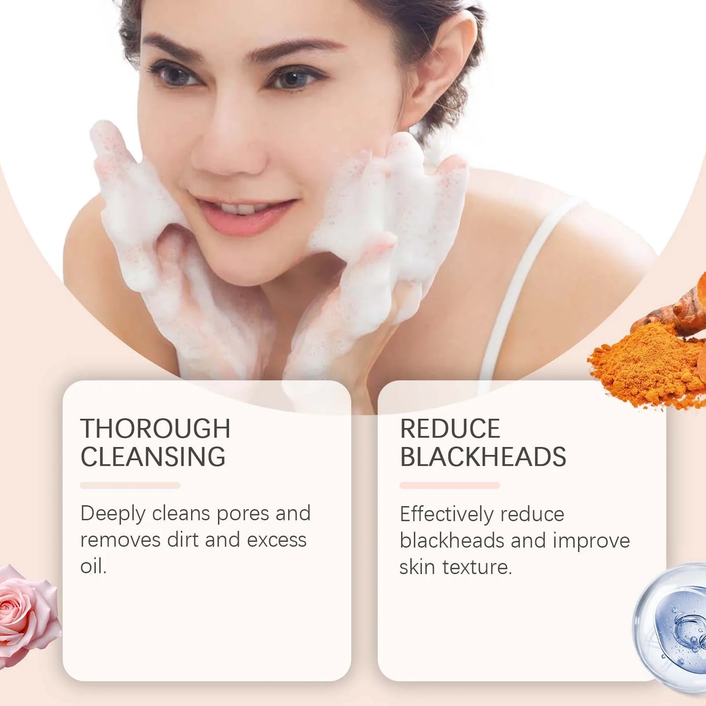 Turmeric Cleansing Milk Foam Facial Cleanser Cleanses Dirt And Grease Brightens Skin Hydrating And Moisturizes Face Care Product