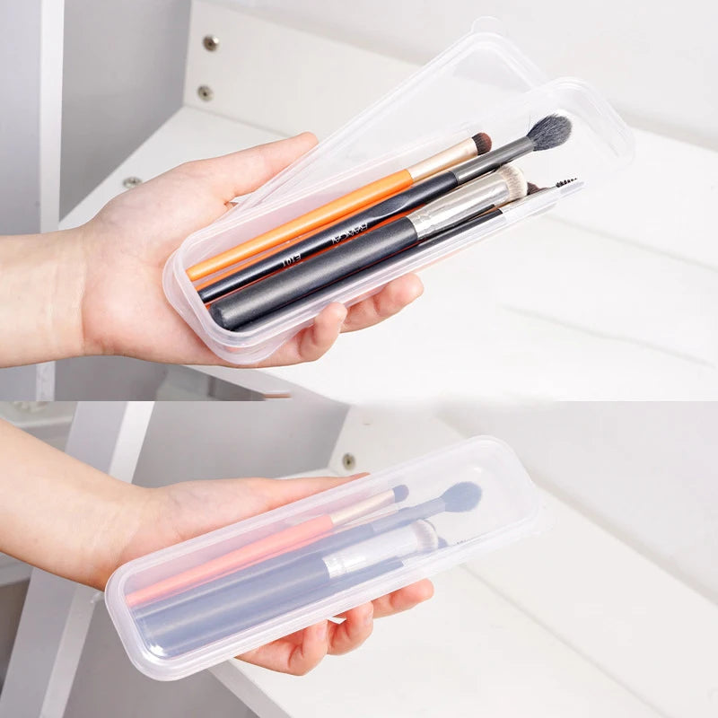 Makeup Brush Organizer Transparent With Cover Eyebrow Pencil Boxes Portable Women Cosmetic Storage Organizer Makeup Tools