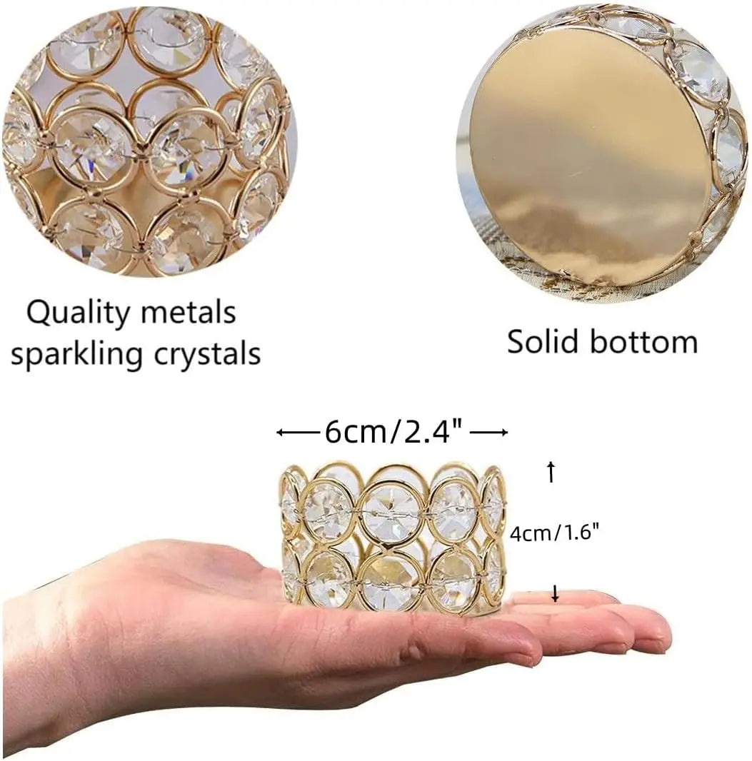 24pcs Gold Crystal Tea Light Candle Holders Bowl Tealight Candle Holders Decorative for Table Centerpieces Wedding Party Home