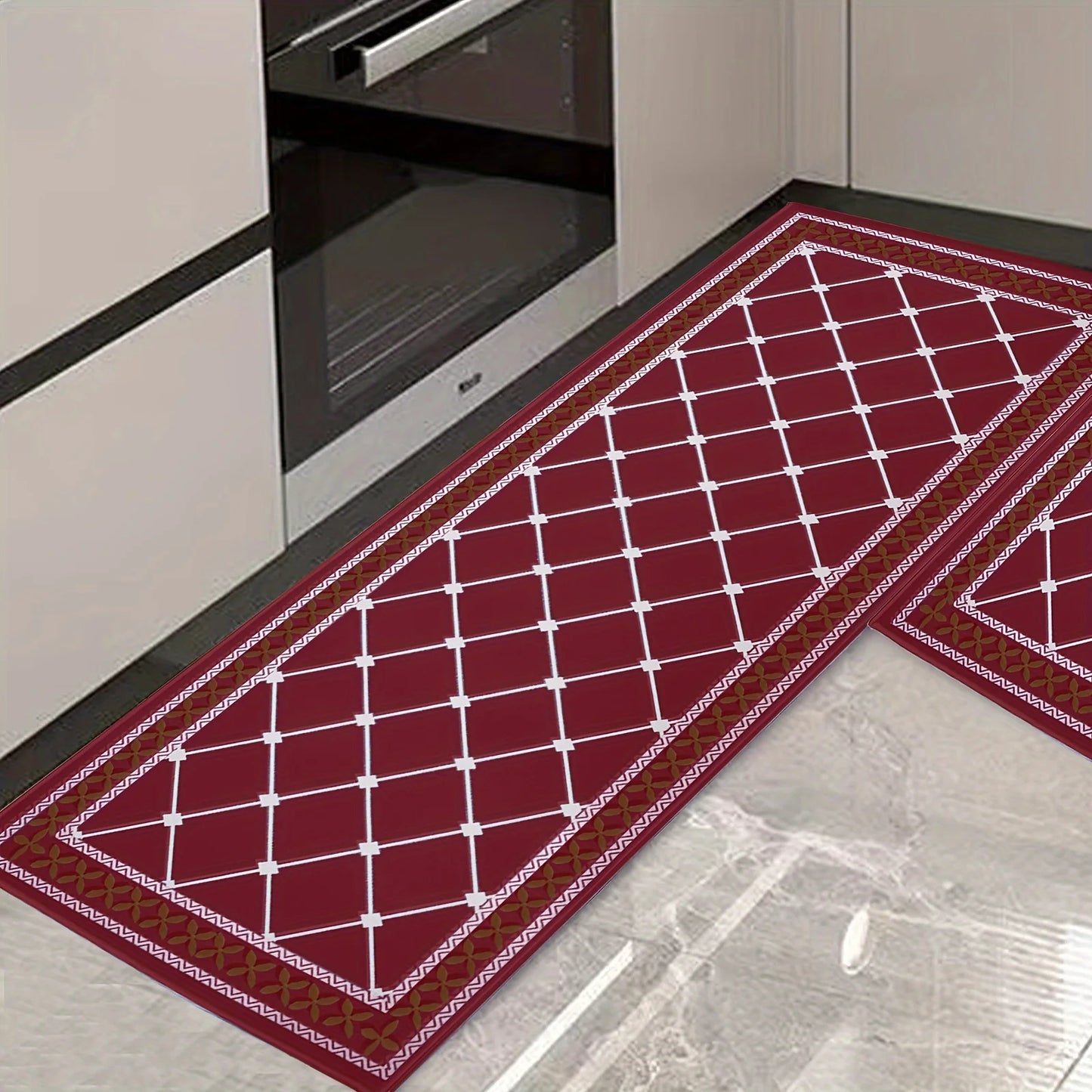 Cushioned Kitchen Rugs Non-Skid Waterproof Kitchen Mats and Rugs Comfort Standing Mat 19.7 X 31.5”+19.7 X 47.2”,