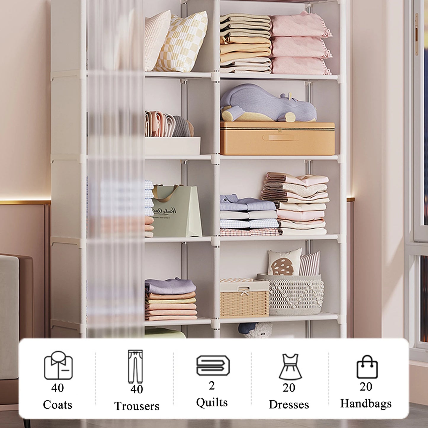 6 Layers Dustproof Simple Wardrobe Organizer