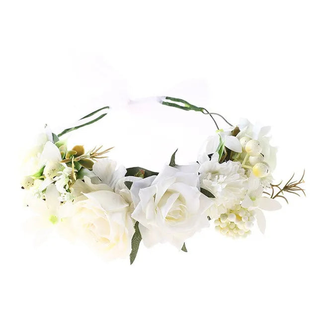New Fashion Imitated Pearl Crowns Girls Bridal Wedding Headband Floral Flower Headband for Girls Adult Bohemian Hair accessories
