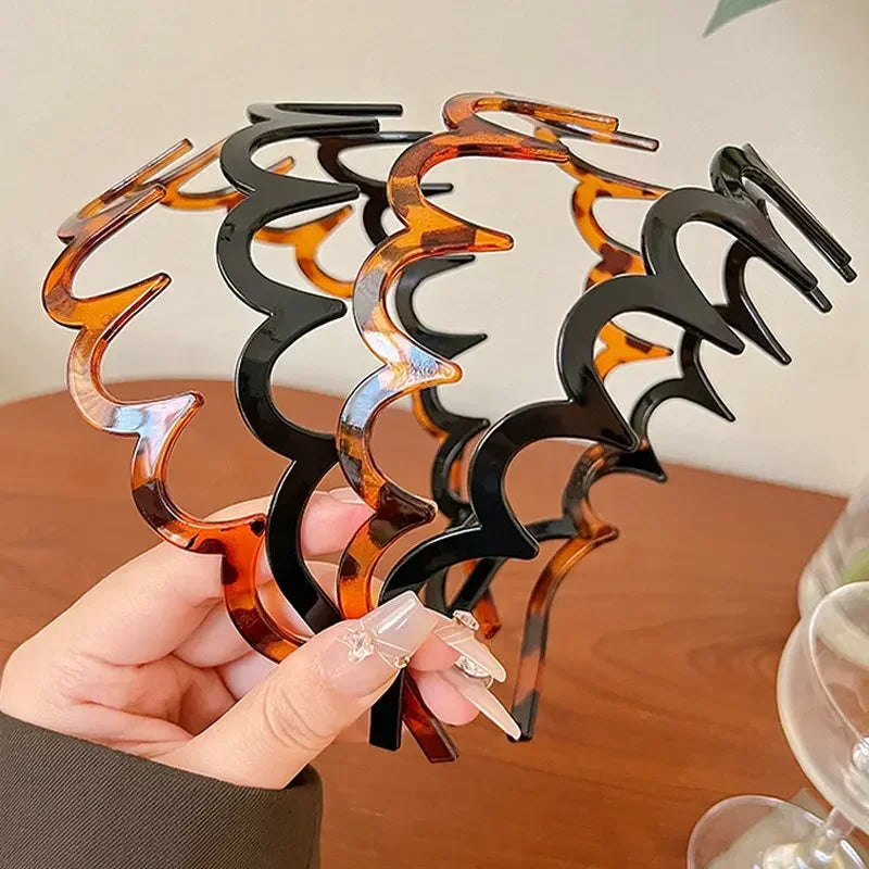 Fashion Wave Headbands for Women Solid Color Toothed Non-slip Hair Bands Girl Face Wash Sports Hairbands Hair Accessories