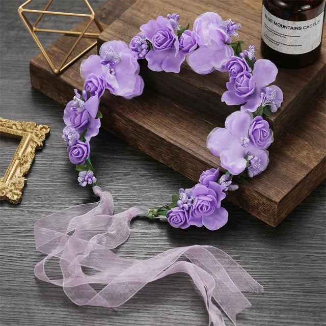 New Fashion Imitated Pearl Crowns Girls Bridal Wedding Headband Floral Flower Headband for Girls Adult Bohemian Hair accessories