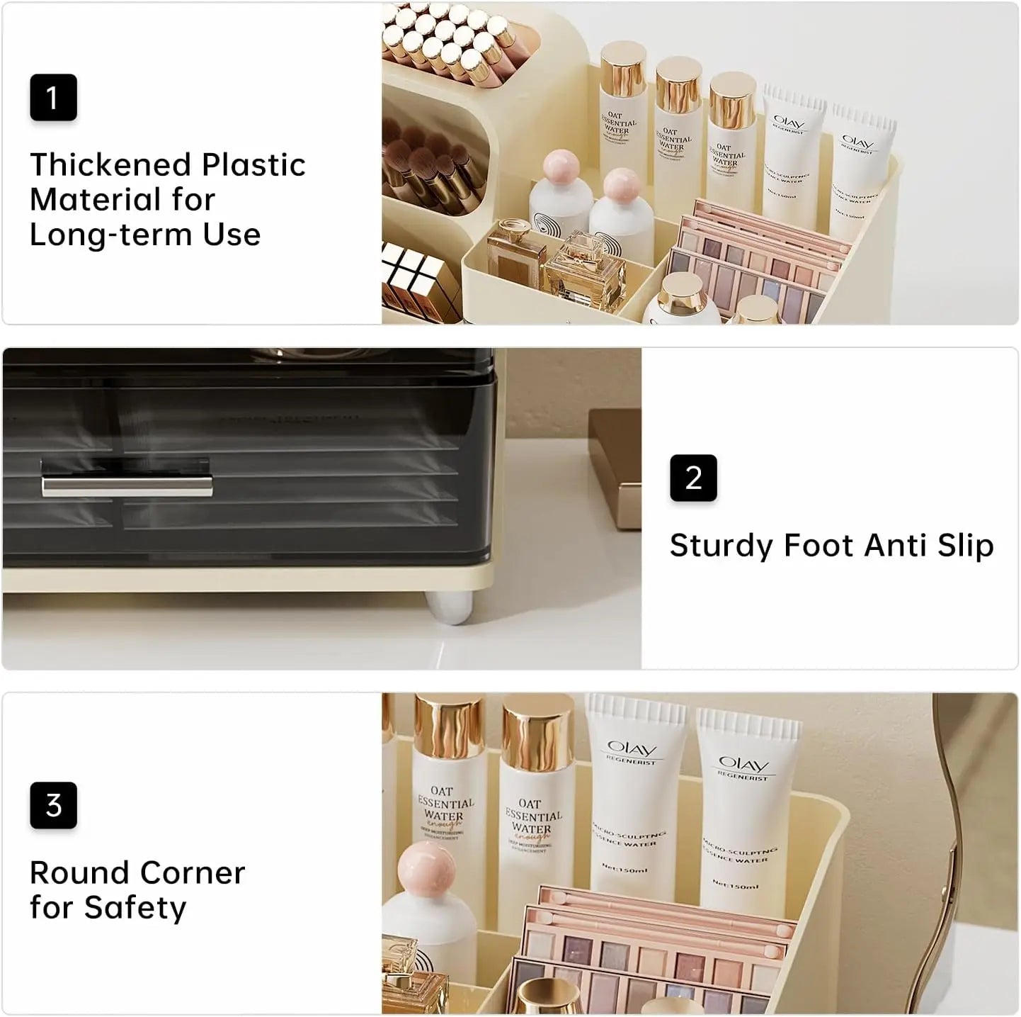 Makeup Organizer with Drawers for Vanity Spacious Cosmetic Display Case ,Perfect Storage Solution for Beauty Essential