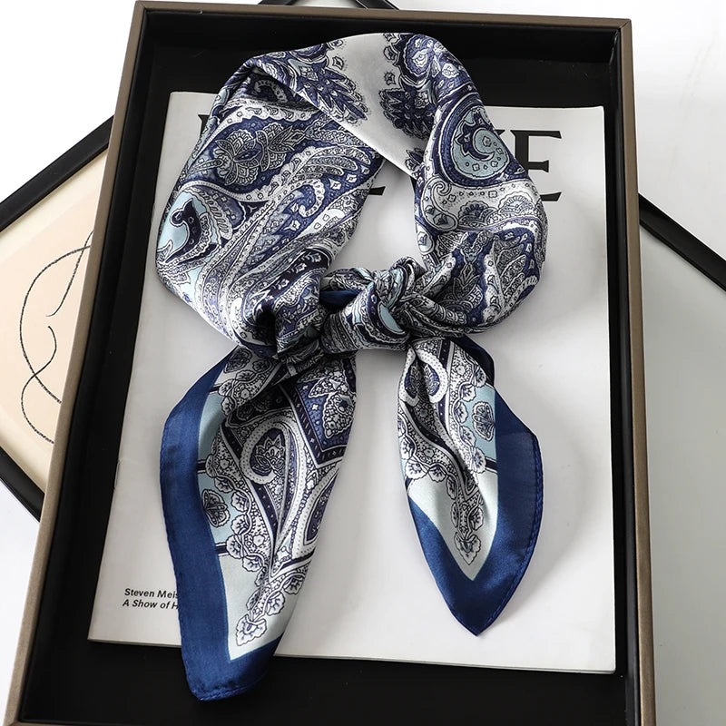 Square Silk Scarf With Horse Print For Women, Luxury Design, 70x70cm, Soft Satin Headband, Office Scarf, Hijab Gift