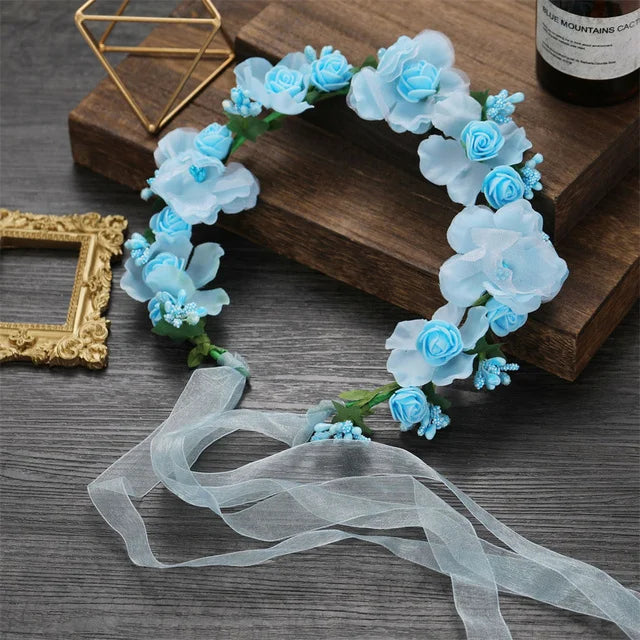 New Fashion Imitated Pearl Crowns Girls Bridal Wedding Headband Floral Flower Headband for Girls Adult Bohemian Hair accessories