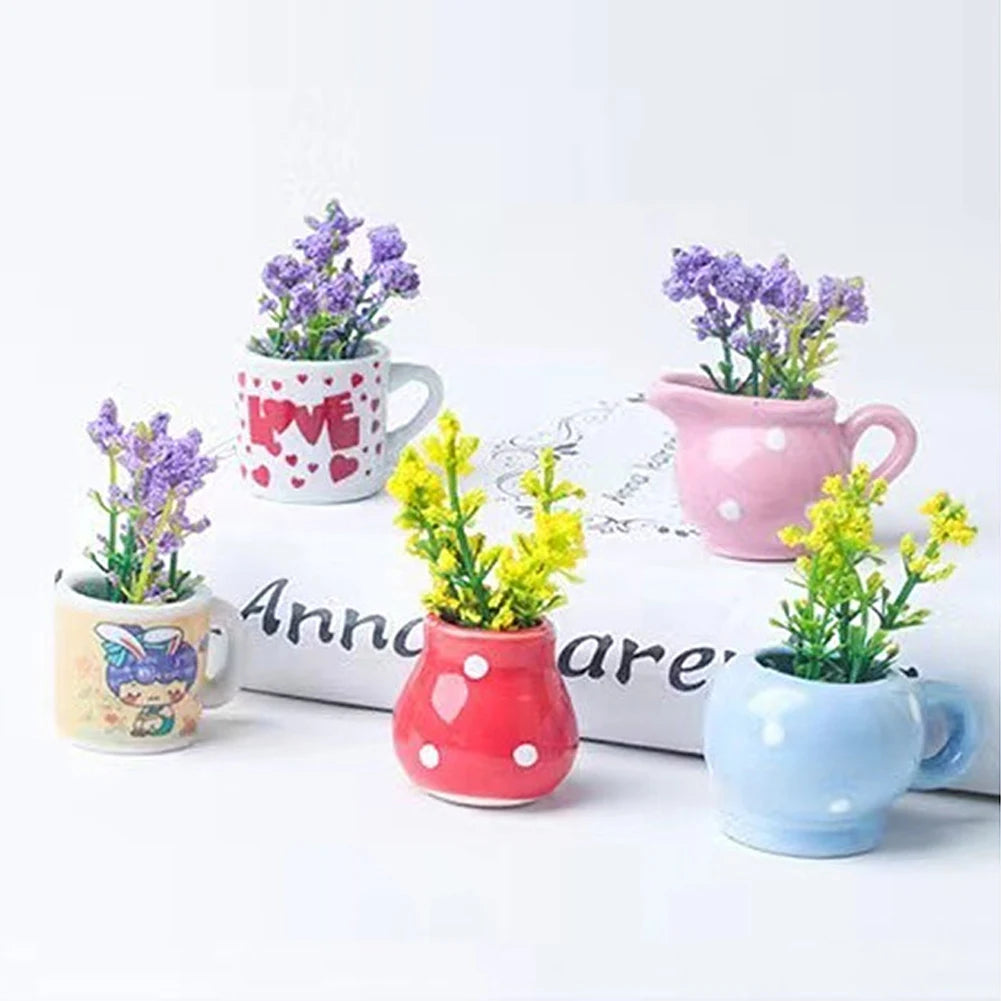 8pcs Mini Ceramic Vase Fridge Magnets Flower Vase Refrigerator Magnets for Home Kitchen Office School Locker Whiteboard