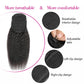 Kinky Straight Ponytail Human Hair Extension 100% Real Human Hair Wrap Around Drawstring In Ponytail Natural Black #1B For Women