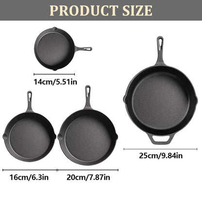 Multi-Size Cast Iron Skillets Set - 6-Inch, 8-Inch, 9-Inch,10-Inch Frying Pans for Every Recipe